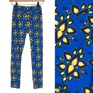 LULAROE Leggings OS One Size Aztec Southwestern Floral Flame Blue Yellow Black